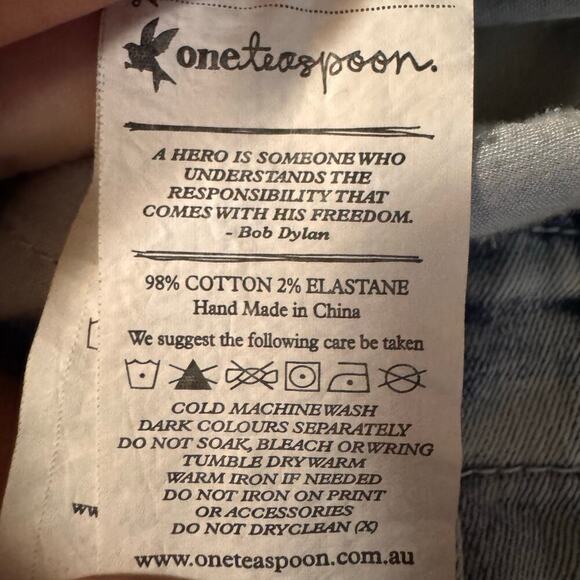 One Teaspoon Super Freaks in Fiasco Ripped Jean Denim Short Size 26 Grunge - Picture 8 of 10